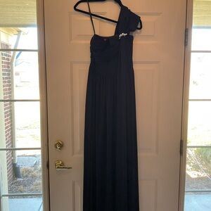 Halston Heritage Black One-Shoulder Evening Gown